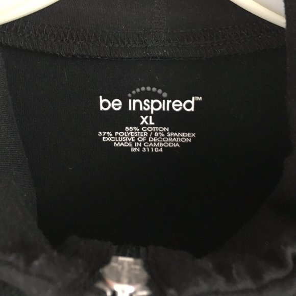 Be Inspired Athletic Jacket Mock Neck Black Cotton Blend - Picture 5 of 5